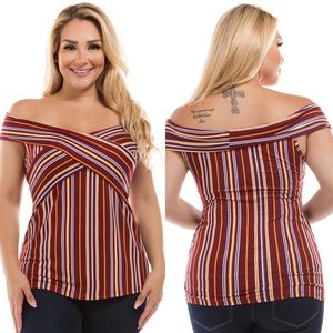 Striped Sweetheart Wrap Top